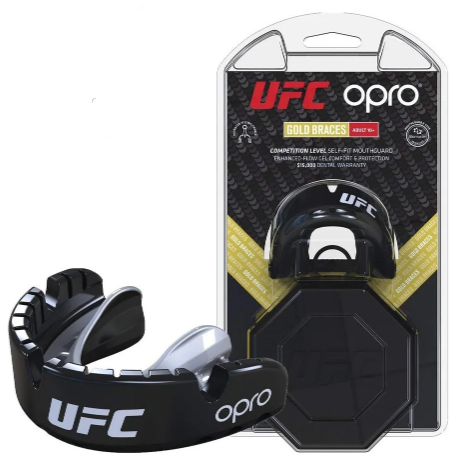 Капа OPRO Gold Braces UFC Hologram black